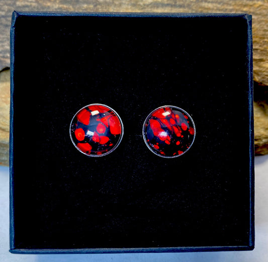 Stainless steel cufflinks with hand painted stones