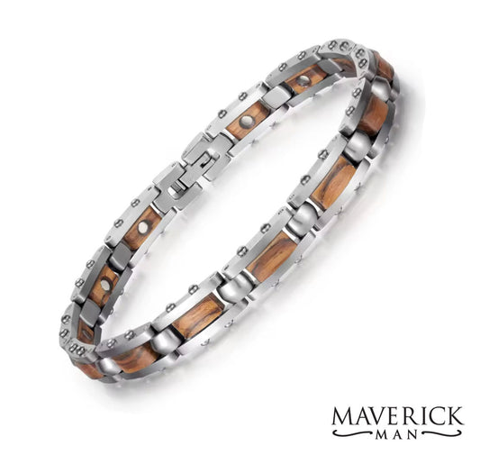 Handsome zebrawood and stainless steel bracelet