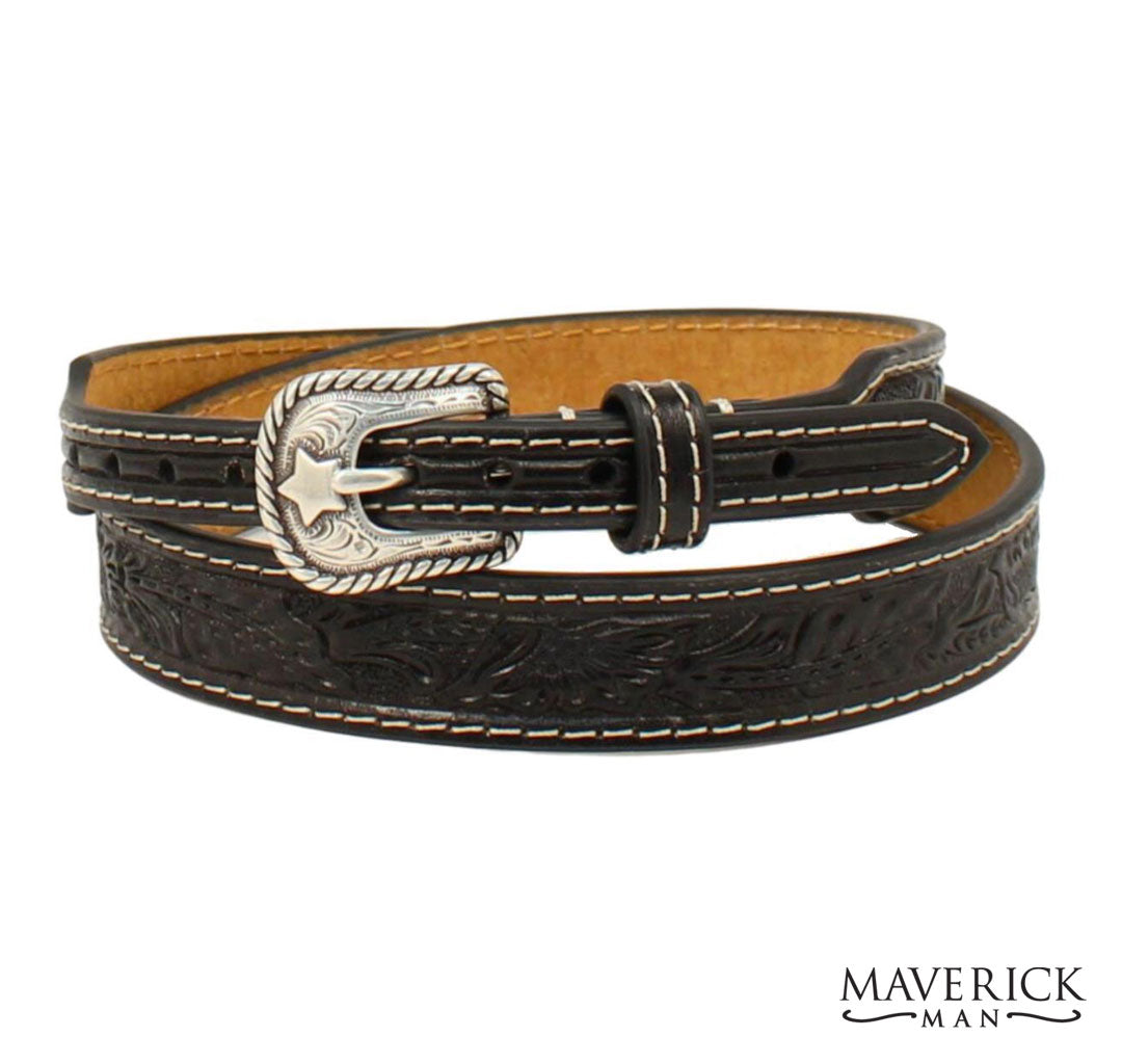 Tooled real leather hat band with buckle