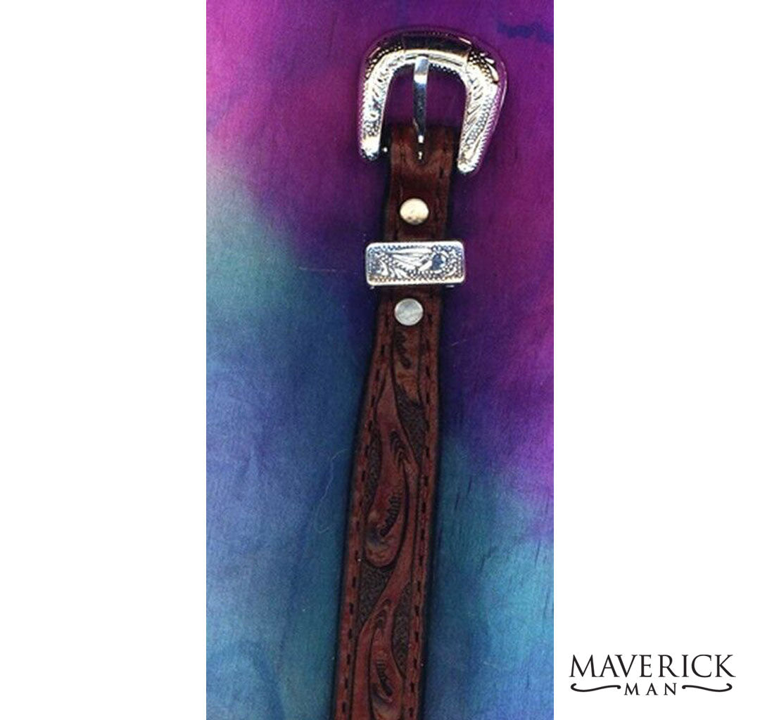 Real leather hat band with buckle - brown