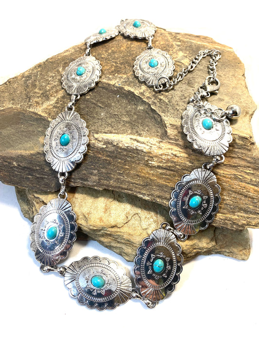 Adjustable Concho hat band with turquoise accents