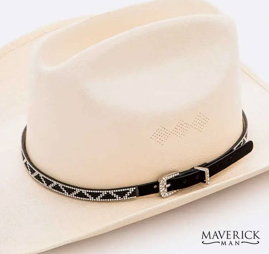 Genuine Leather Rhinestone Hat Band