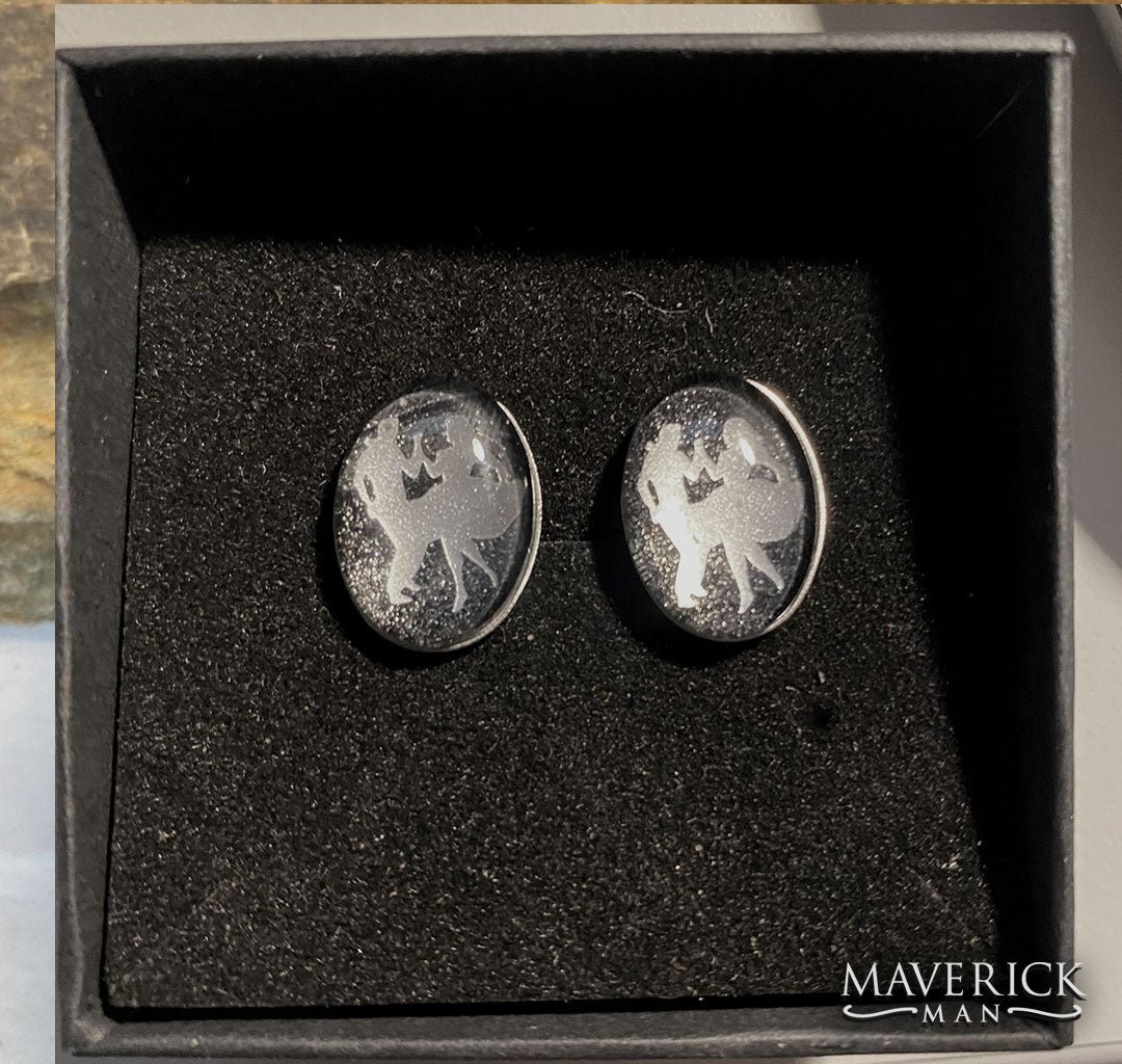 Stainless steel cufflinks with square dance detail