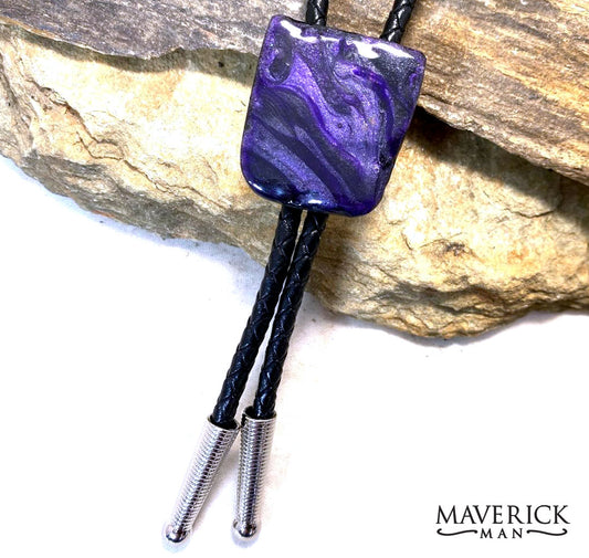 Hand painted purple bolo made from slate