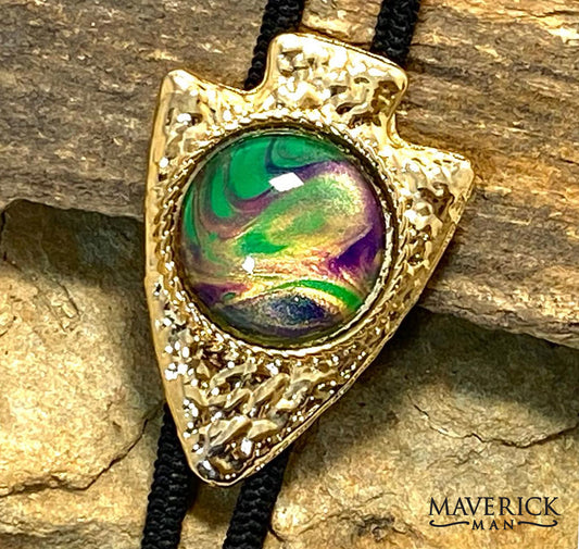 Golden arrowhead from our Party Gras collection of green gold and purple