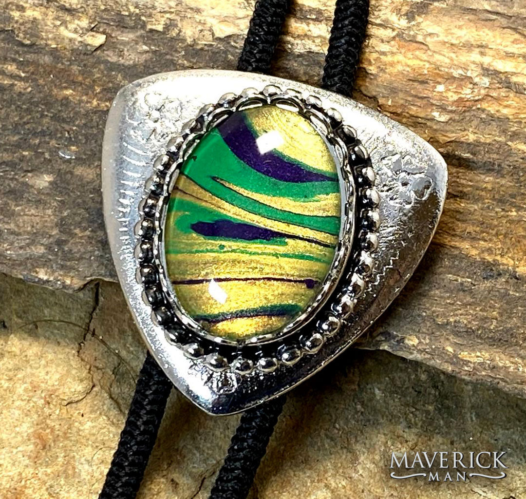 Silver bolo with hand painted stone from the Party Gras collection