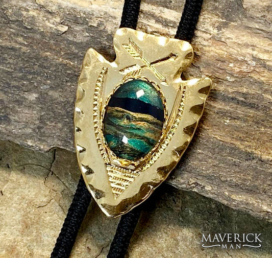 Golden arrowhead bolo from our green earthtones collection