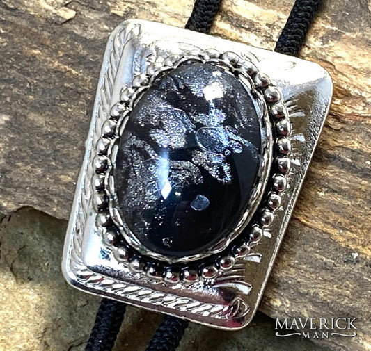 Modern bolo with hand painted stone