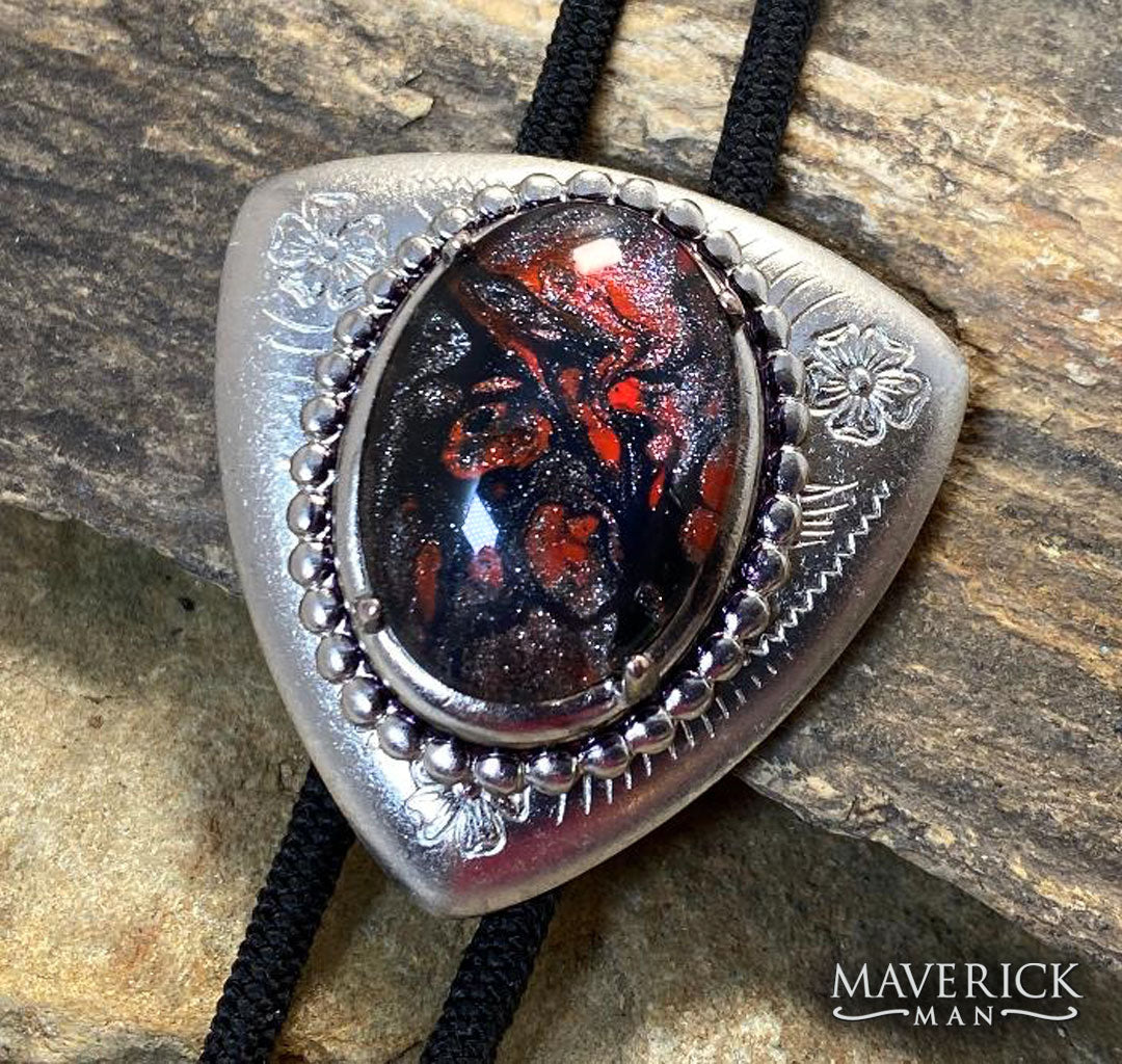 Smaller silver bolo with our Fox palette of hand painted stones