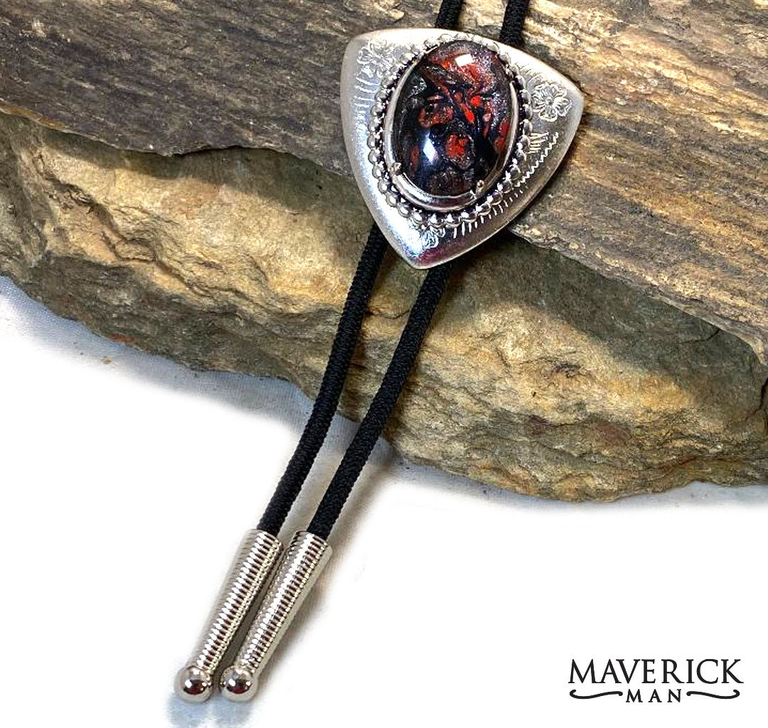 Smaller silver bolo with our Fox palette of hand painted stones