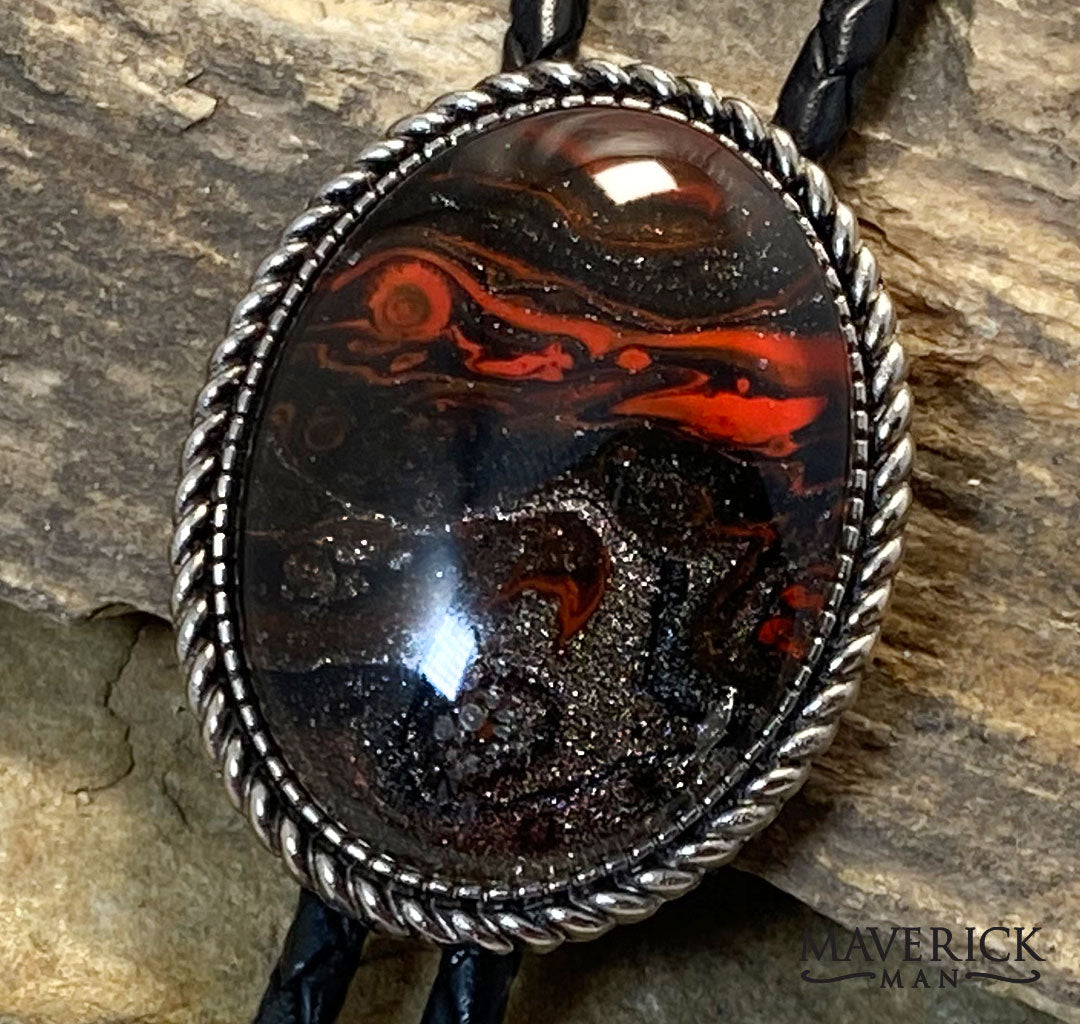 Silver rope bolo with a hand painted stone from our fox palette