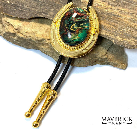 Large horseshoe bolo with hand painted stone