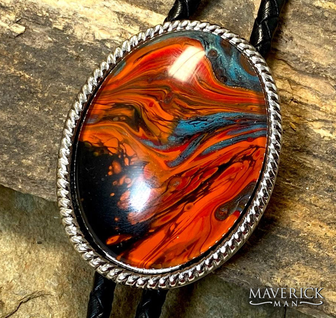 Southwestern art in silver beaded bolo