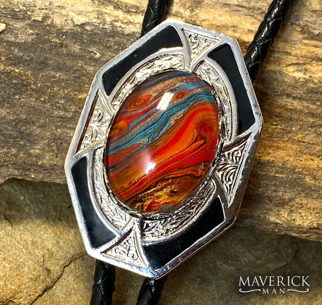 Dressy geometric bolo with southwestern colors