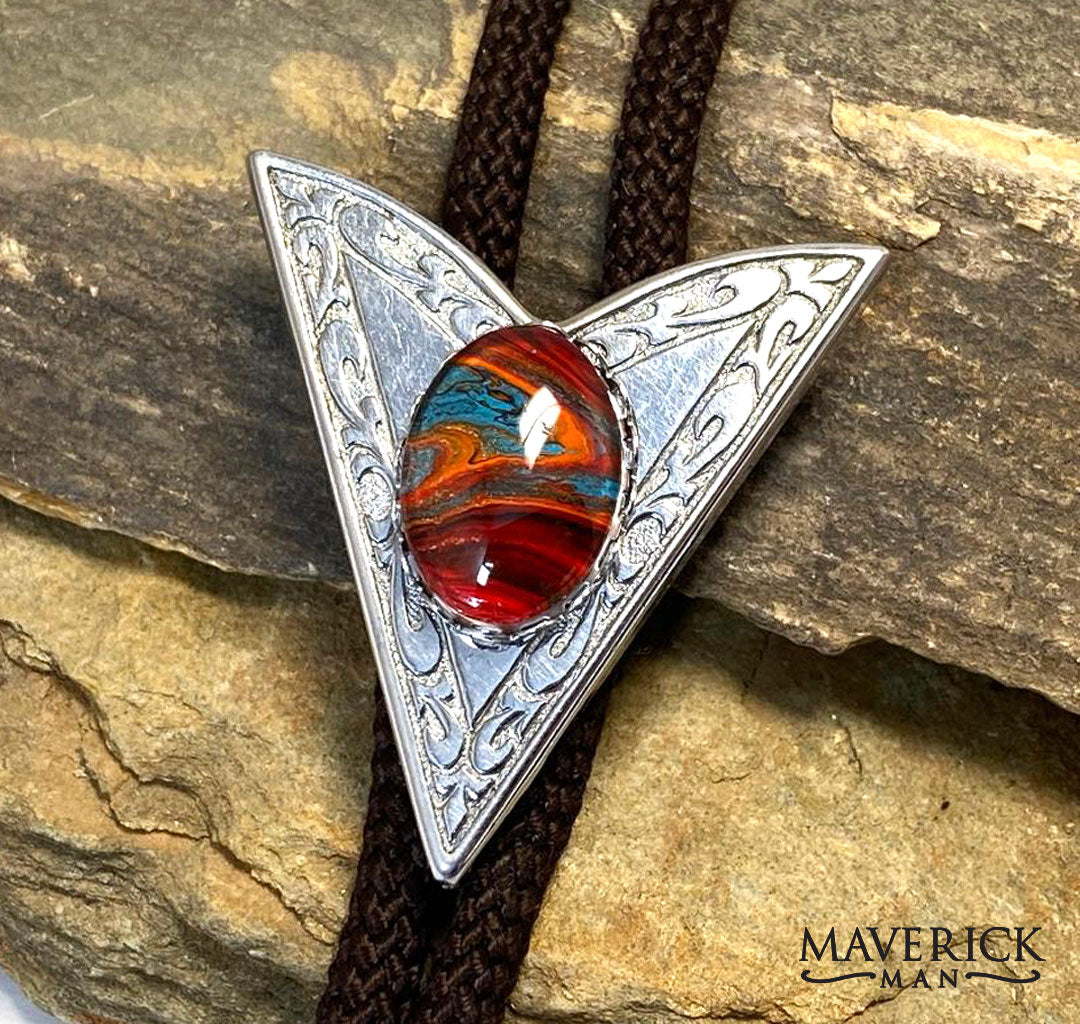 Silvertoned bolo and collar tip set