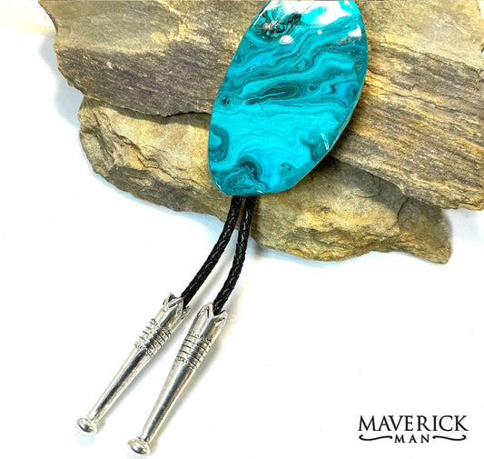 Extra large bolo made from slate with Shades of Turquoise colors