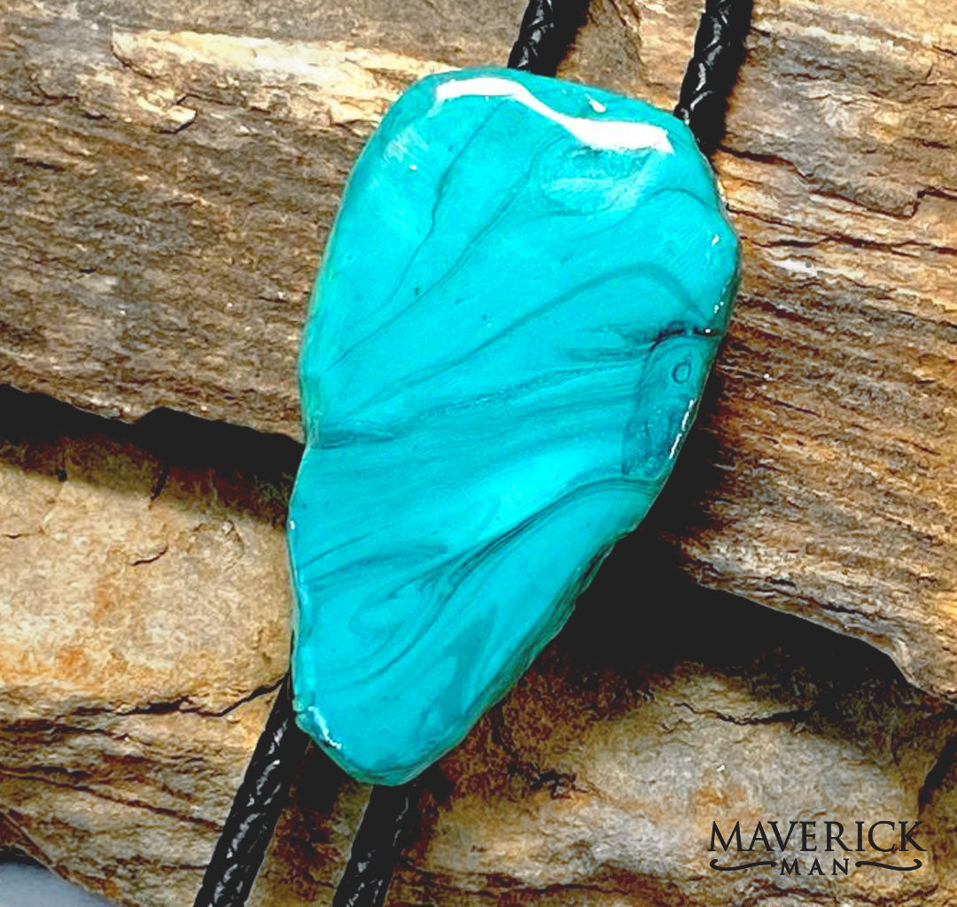 Large bolo made from slate with Shades of Turquoise colors