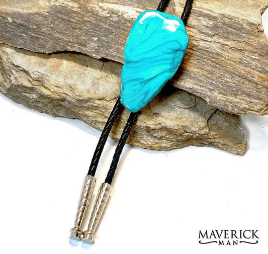 Large bolo made from slate with Shades of Turquoise colors