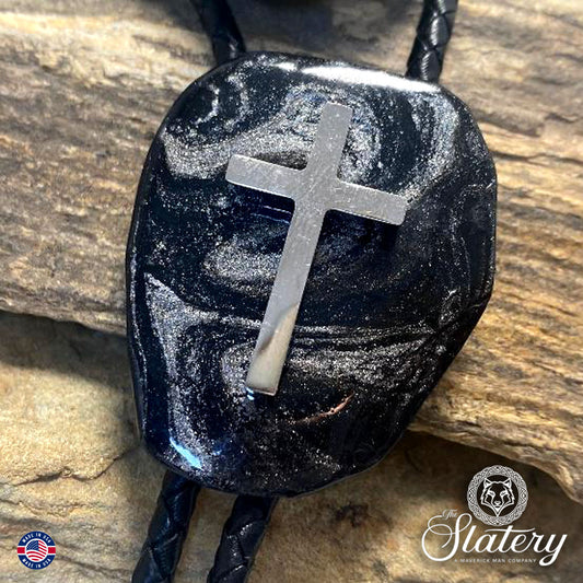 Top-selling black and platinum cross bolo made from slate