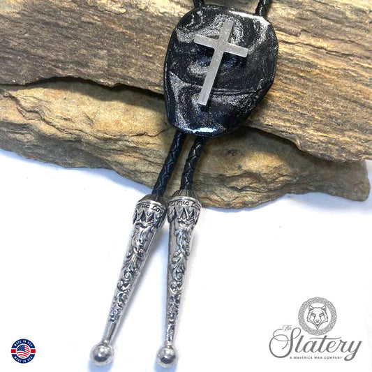 Top-selling black and platinum cross bolo made from slate