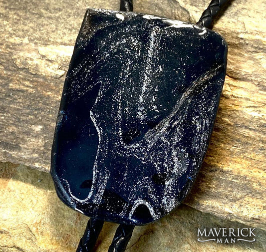 Hand painted large slate bolo in black and platinum