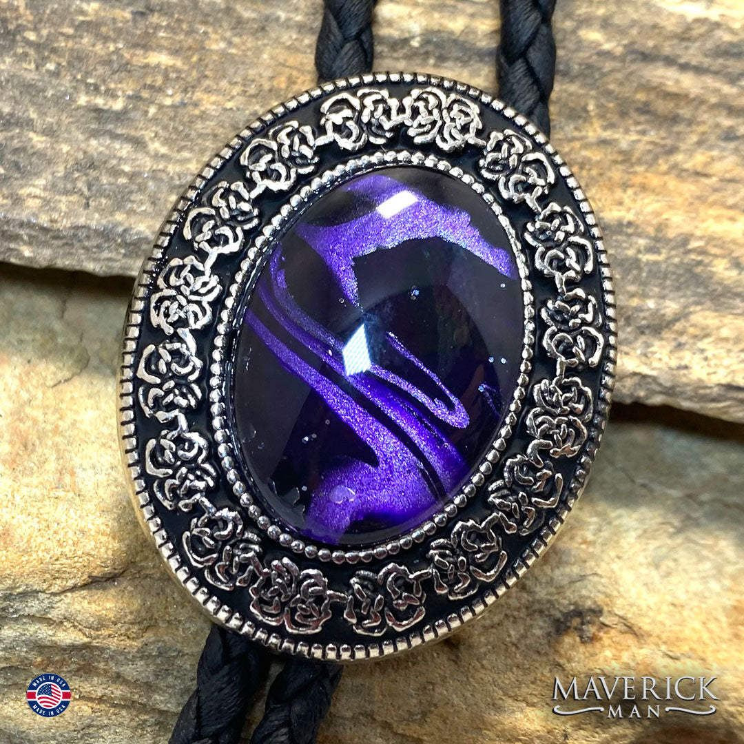 Smaller silver bolo with hand painted stone