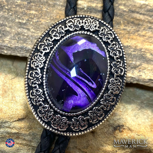 Smaller silver bolo with hand painted stone