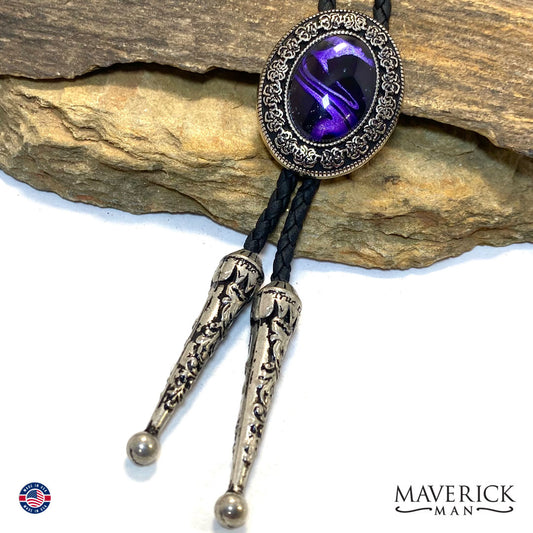 Smaller silver bolo with hand painted stone