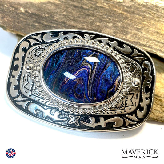 Bolo tie and buckle set with hand painted stones - can buy separately