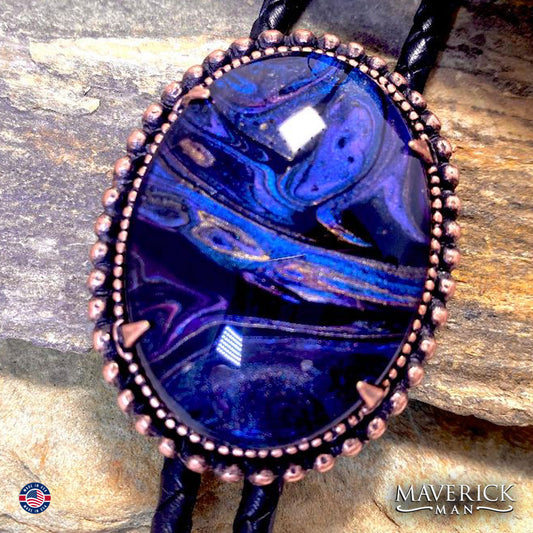 Copper bolo tie with our Black Pearl hand painted stone