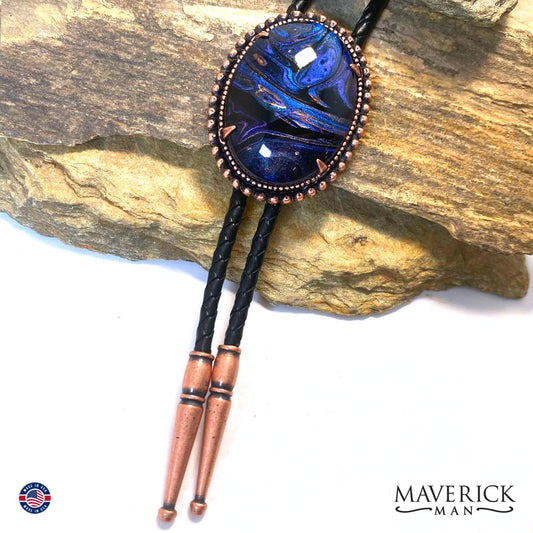 Copper bolo tie with our Black Pearl hand painted stone