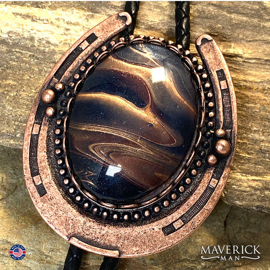Striking copper bolo and buckle set