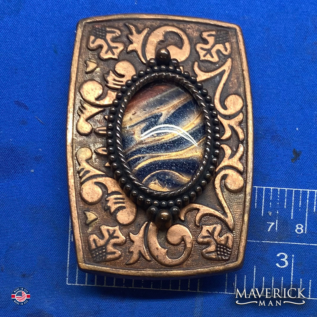 Striking copper bolo and buckle set