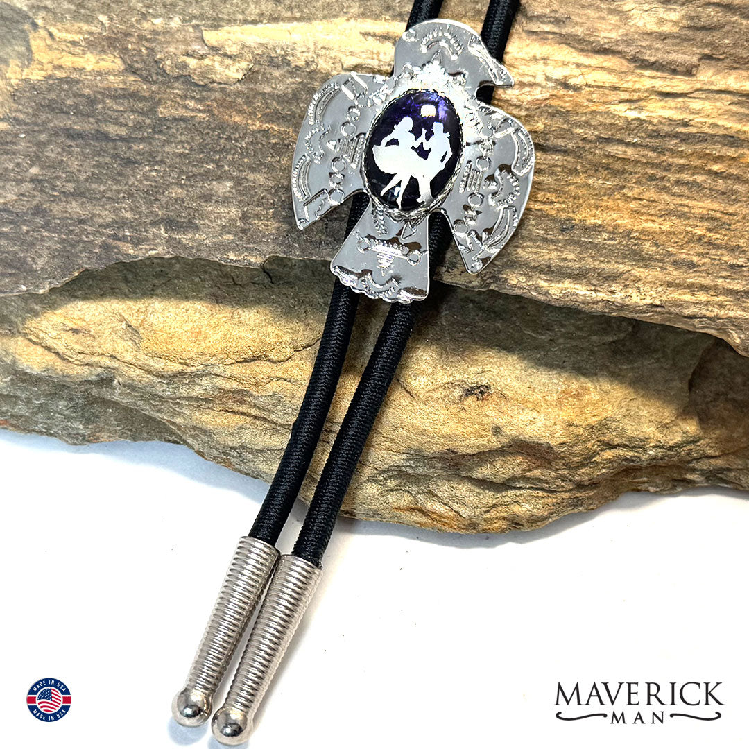 Classic thunderbird bolo tie with dancers