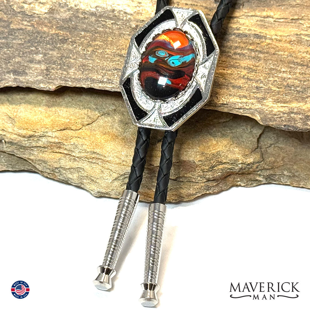 Handsome bolo with hand painted southwestern stone
