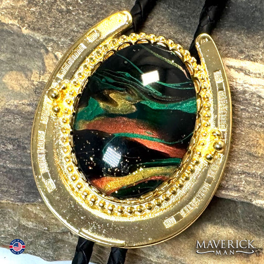 Super sharp bolo tie and buckle set with our hand painted stones