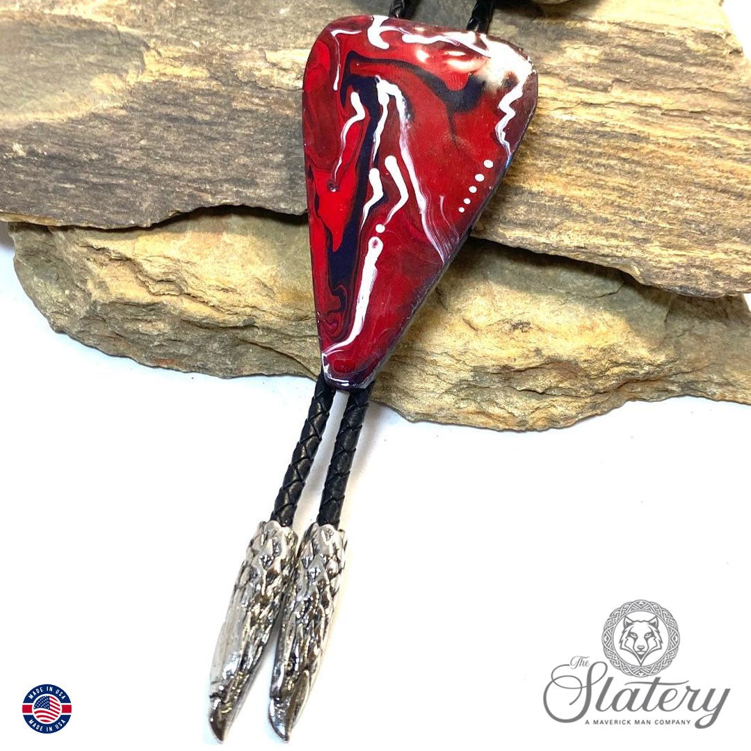 Extra Large slate bolo tie in red white and blue colors