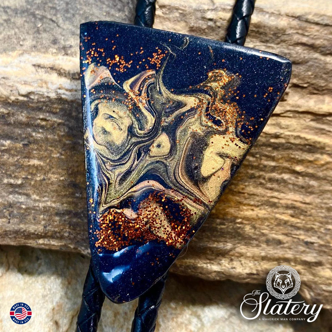 Hand painted arrowhead bolo tie made from slate in our OWL colors