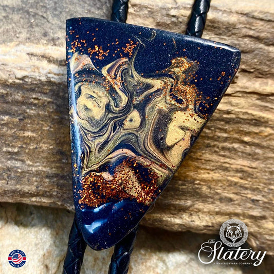 Hand painted arrowhead bolo tie made from slate in our OWL colors