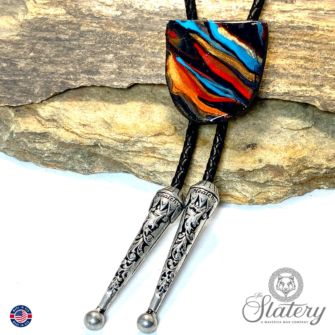 Super sharp small southwestern bolo tie made from slate