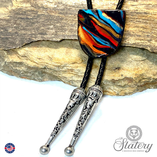Super sharp small southwestern bolo tie made from slate