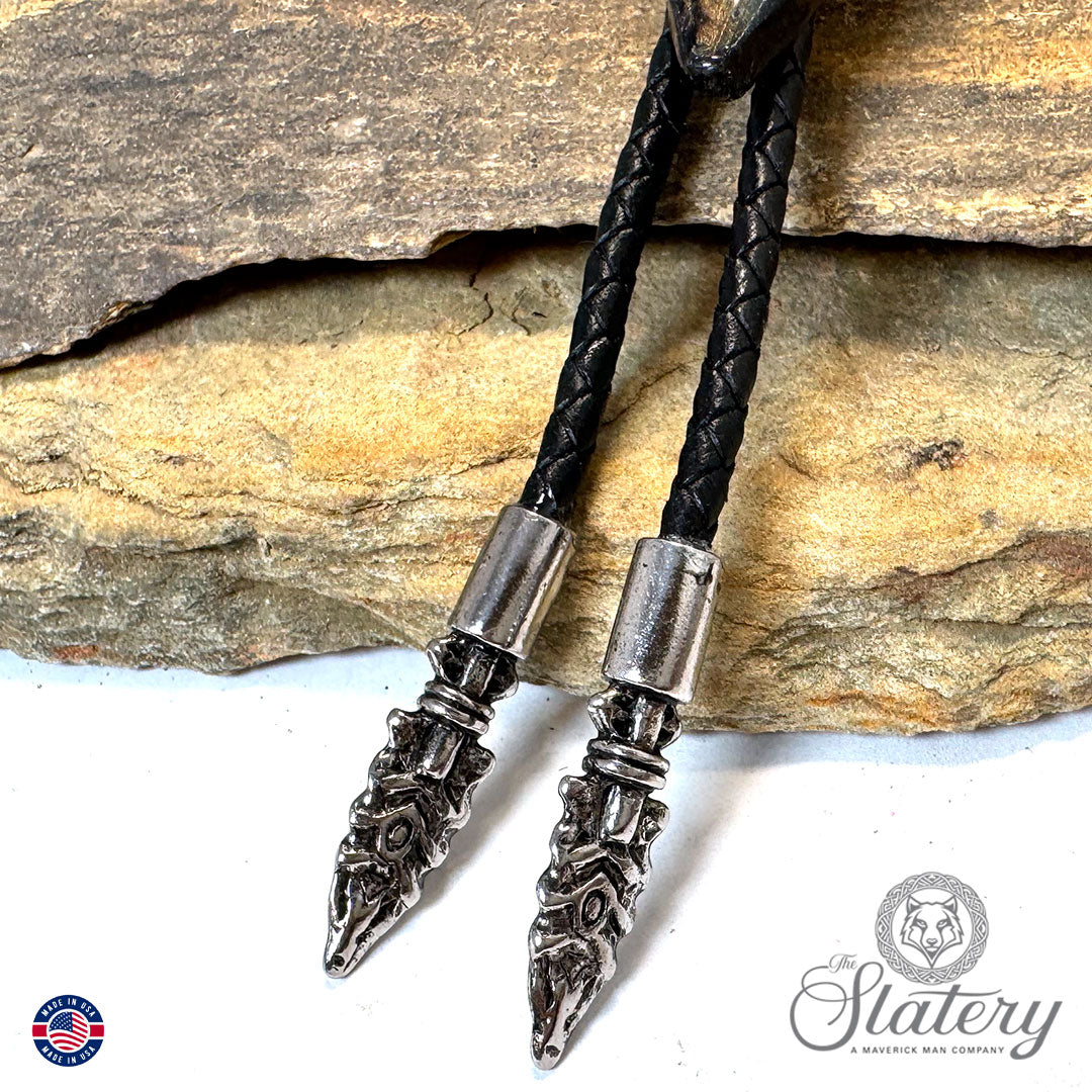 Large southwestern arrowhead bolo tie made from slate