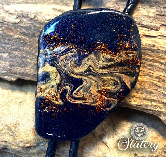 Large hand painted bolo tie made from slate in our OWL colors