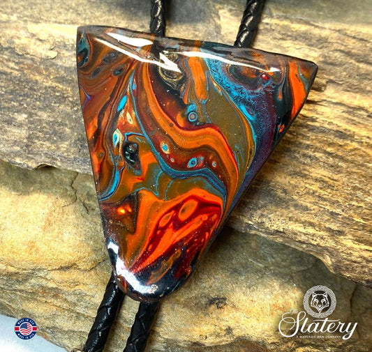 Large hand painted arrowhead bolo tie made from slate in Southwestern color (Copy)