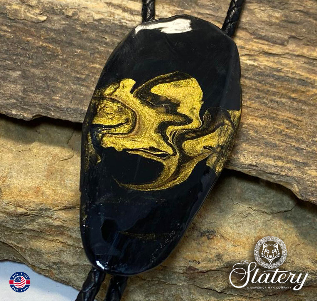 Gold and black bolo ties