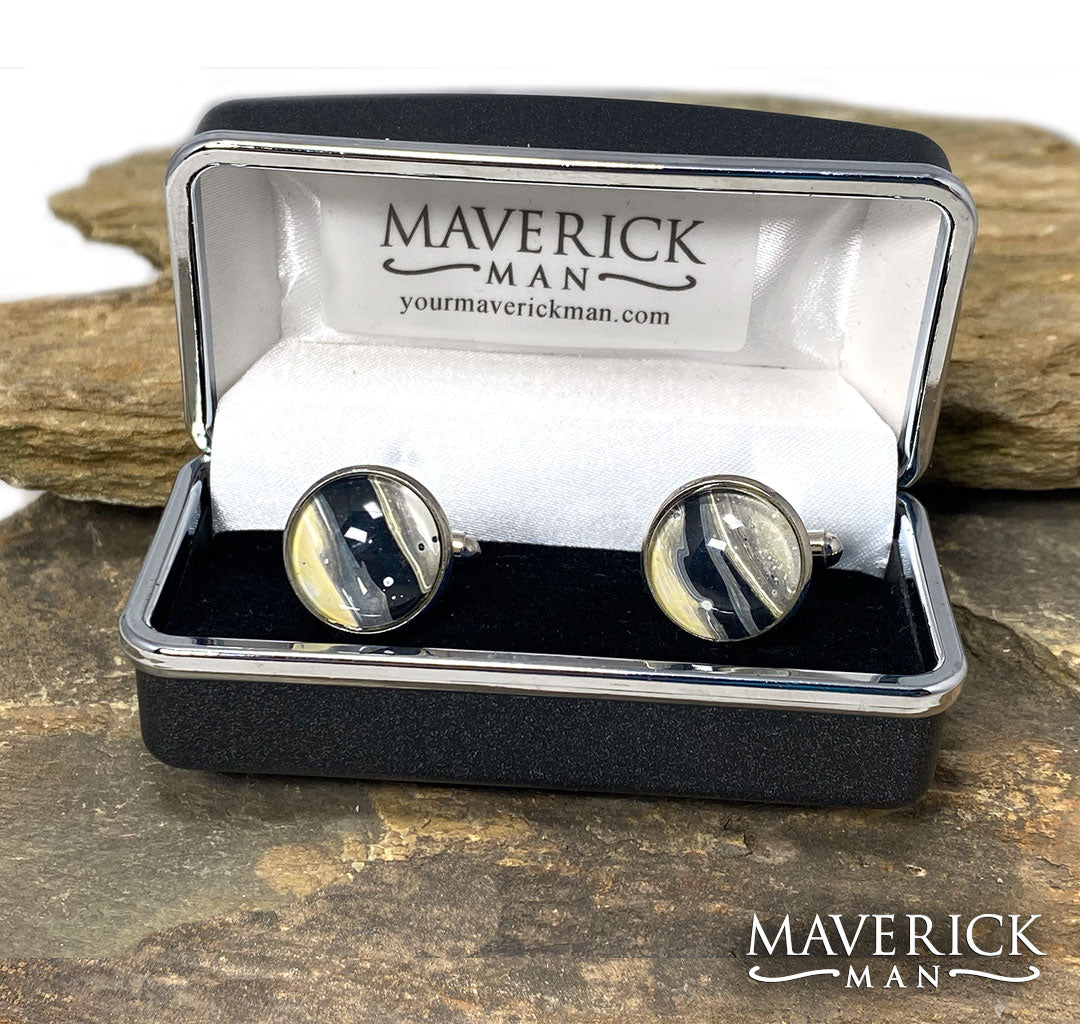 Georgia Tech colors in painted stainless steel cufflinks