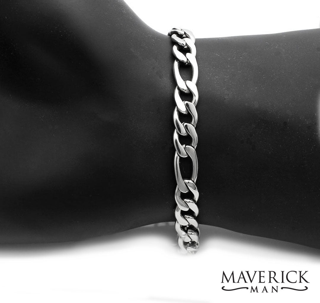 10mm Plated Stainless Steel Figaro Chain bracelet