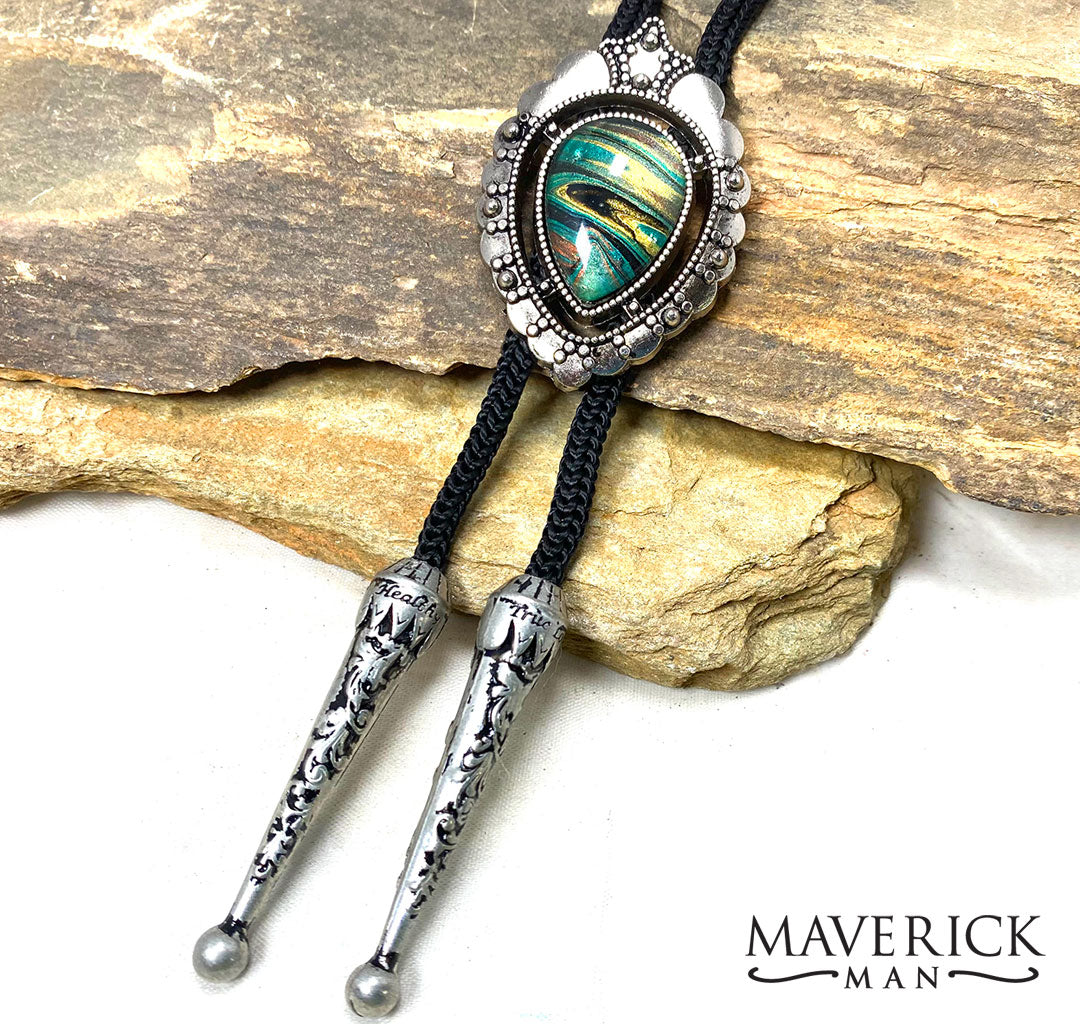 Killer green earthtones in a dressy bolo