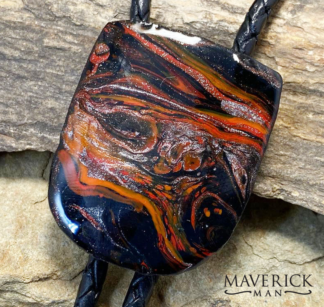 Eye-catching larger bolo made from slate with our striking Fox palette