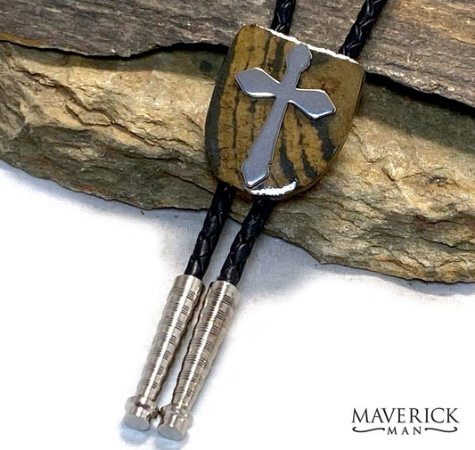 Natural slate bolo with stainless steel cross